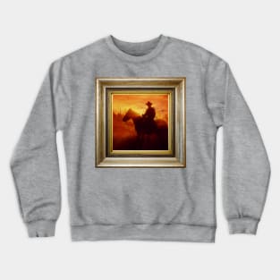 Silhouette Cowboy in retro vintage frame Crewneck Sweatshirt